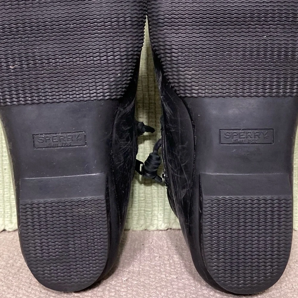 Sperry Womens Black Saltwater Nylon w/Flannel Lining Waterprf Duck Boots SZ US 6